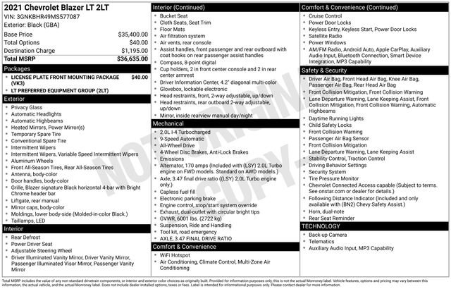 Certified 2021 Chevrolet Blazer LT AWD/4WD image 34
