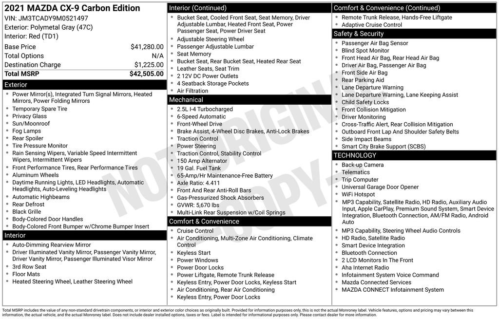 Used 2021 MAZDA CX-9 Carbon Edition image 2