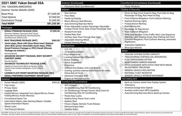 Used 2021 GMC Yukon Denali w/ Denali Premium Package image 44