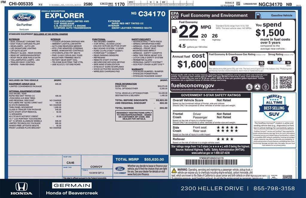 Used 2022 Ford Explorer Limited w/ Limited Technology Package AWD/4WD image 31