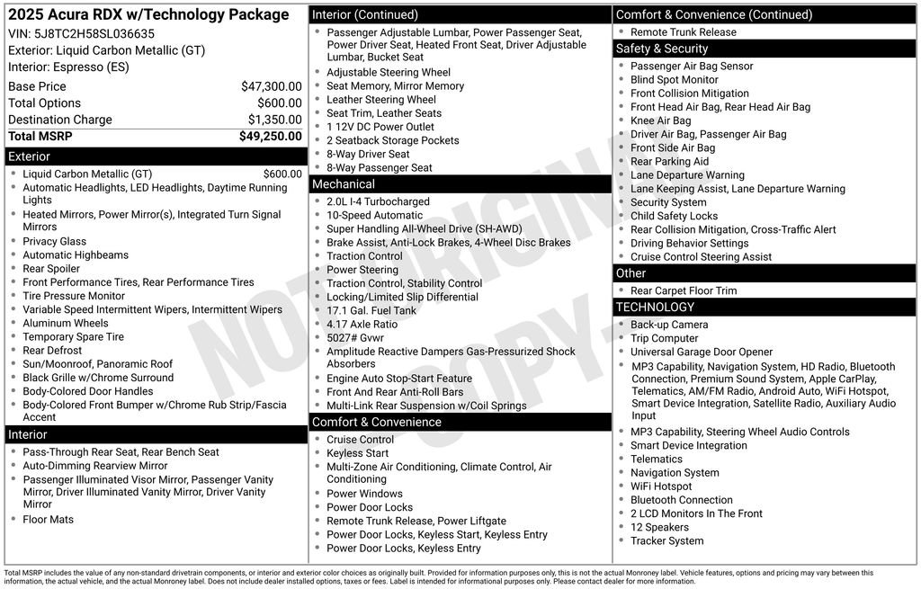 Used 2025 Acura RDX w/ Technology Package AWD/4WD image 4