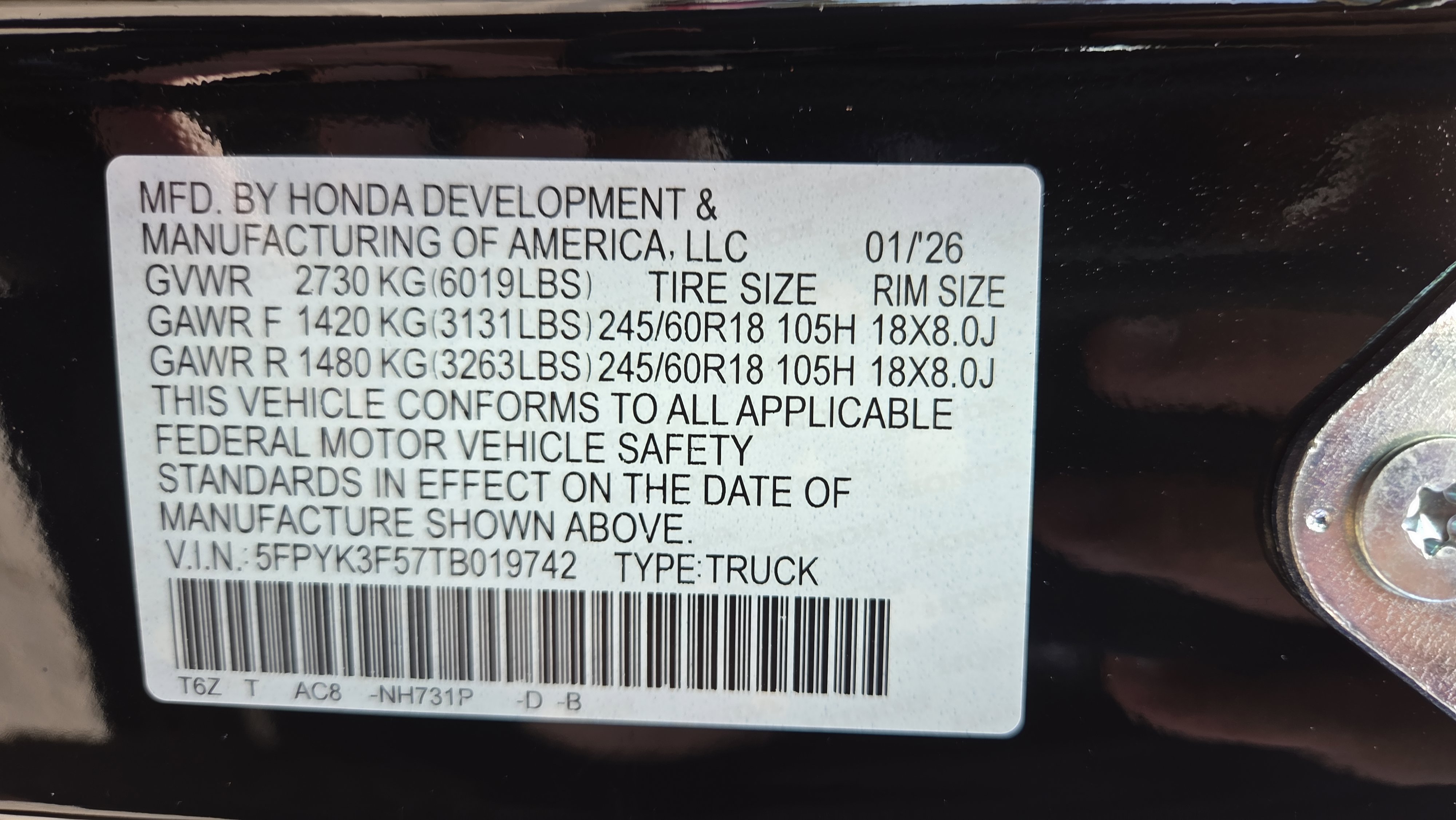 New 2026 Honda Ridgeline RTL image 24