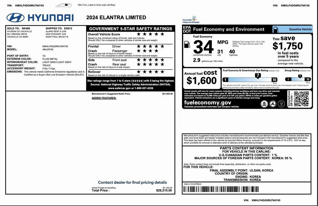 Used 2024 Hyundai Elantra Limited image 2