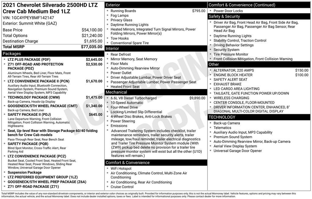 Used 2021 Chevrolet Silverado 2500 LTZ w/ LTZ Plus Package AWD/4WD image 15