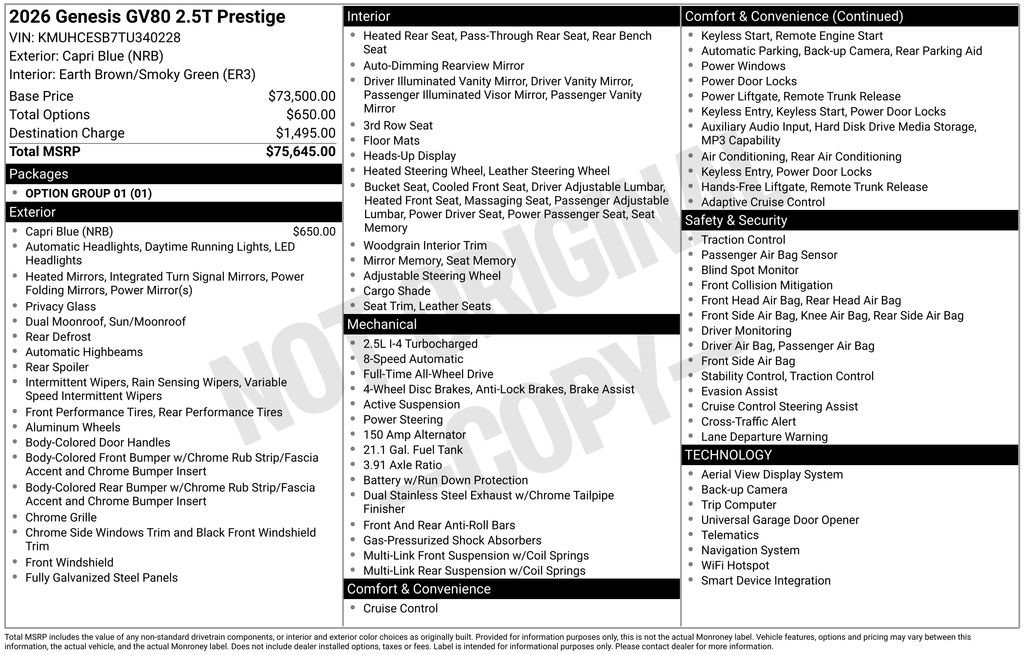 New 2026 Genesis GV80 2.5T Prestige AWD/4WD image 2