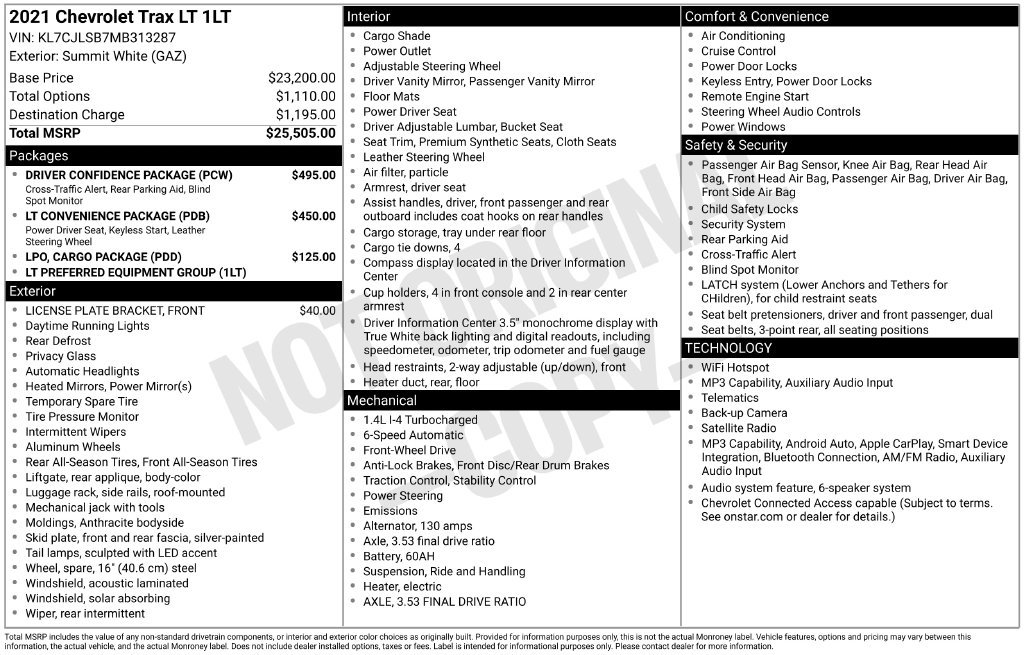 Used 2021 Chevrolet Trax LT w/ Driver Confidence Package FWD image 29