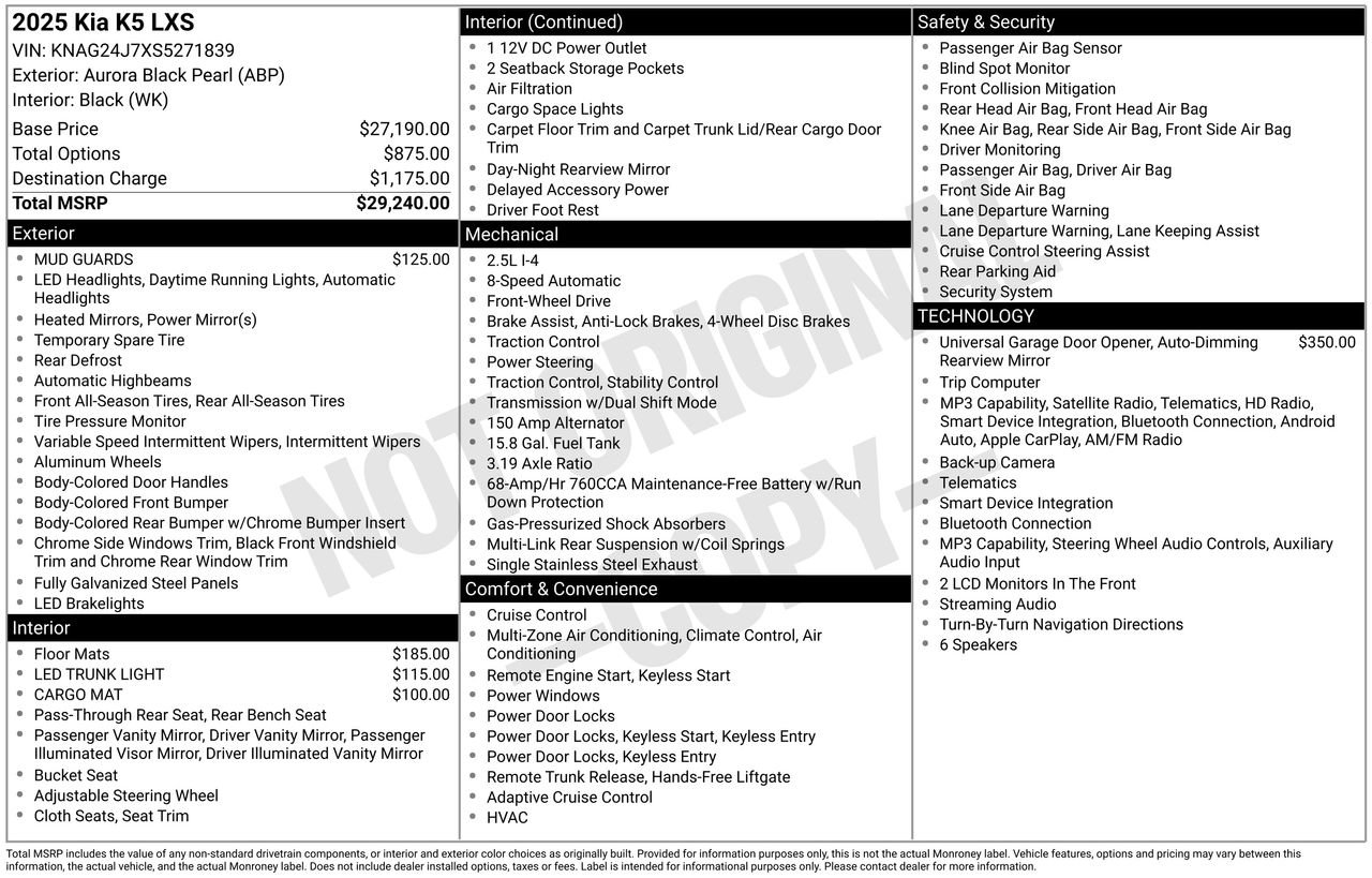 Used 2025 Kia K5 LXS FWD image 9