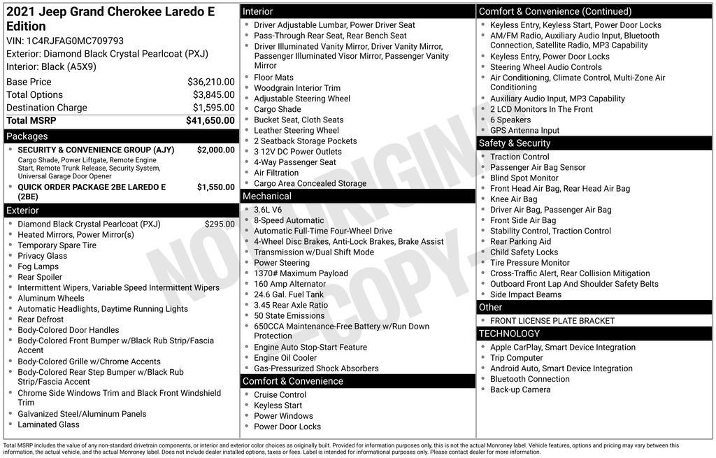 Certified 2021 Jeep Grand Cherokee Laredo w/ Security & Convenience Group image 39