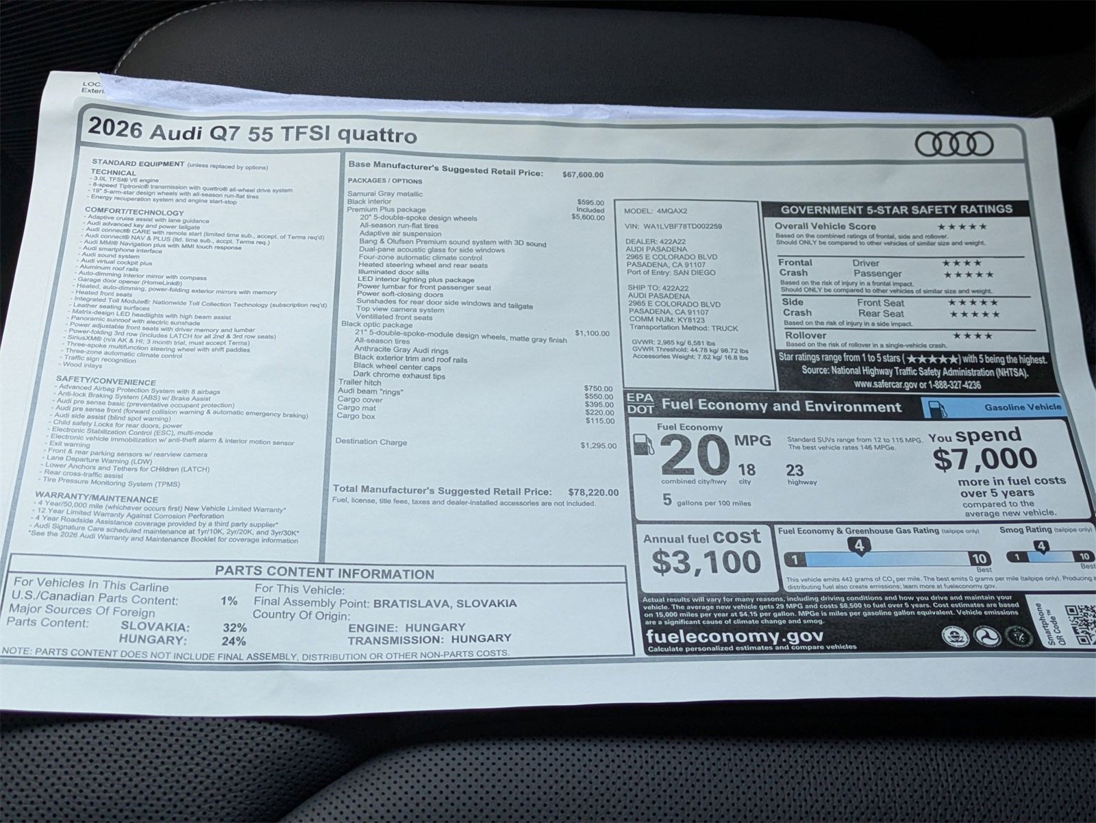 New 2026 Audi Q7 3.0T Premium Plus image 18