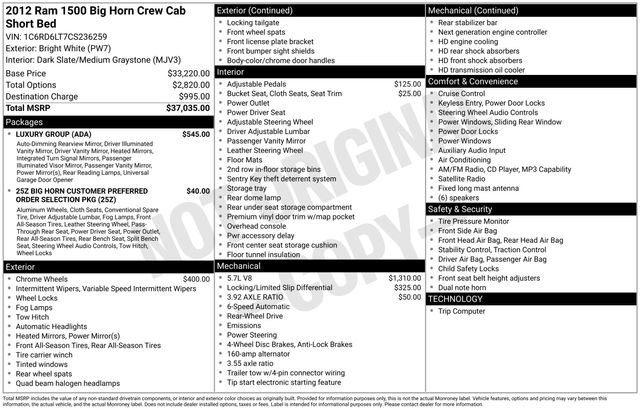 Used 2012 RAM 1500 Big Horn w/ Luxury Group RWD image 6