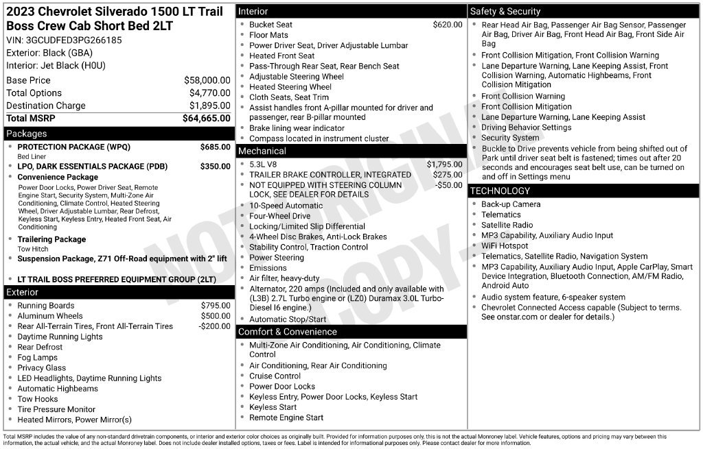 Used 2023 Chevrolet Silverado 1500 LT Trail Boss w/ Protection Package AWD/4WD image 2