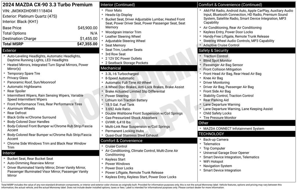 Certified 2024 MAZDA CX-90 3.3 Turbo w/ Premium Package AWD/4WD image 42