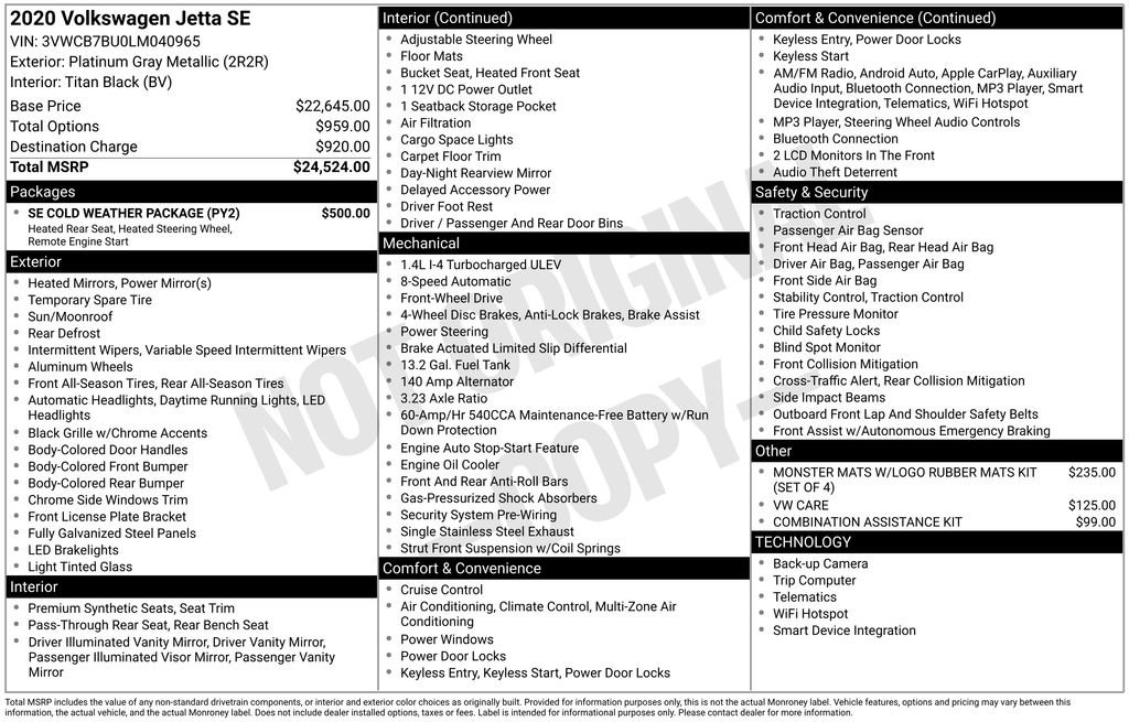 Used 2020 Volkswagen Jetta SE w/ SE Cold Weather Package image 17