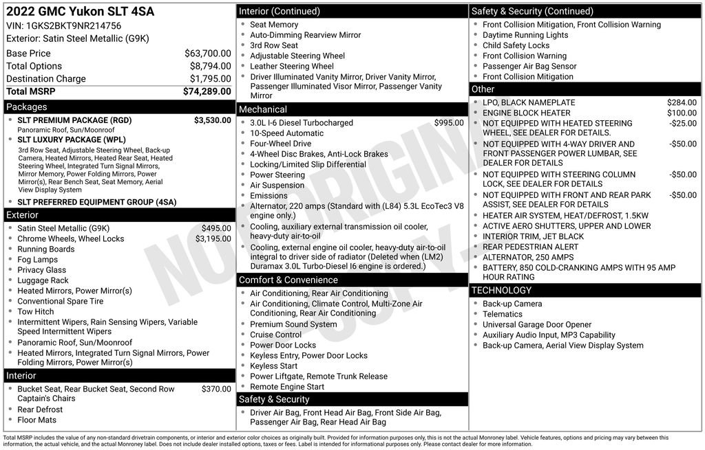 Used 2022 GMC Yukon SLT w/ SLT Premium Package image 2