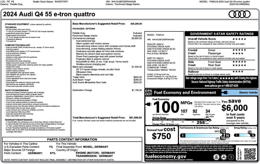 Used 2024 Audi Q4 e-tron Premium w/ Convenience Package AWD/4WD image 4