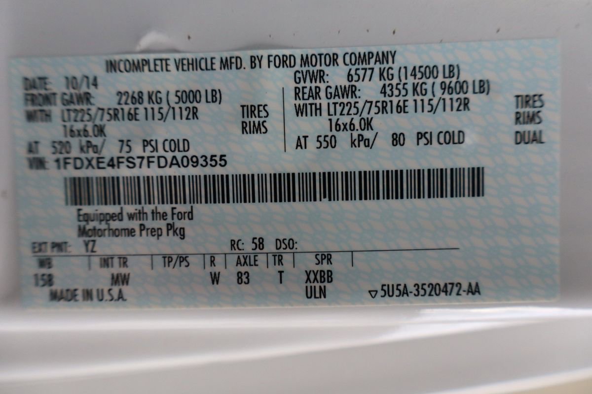 Used 2015 Ford E-450 and Econoline 450 Super Duty w/ Motorhome Prep Package image 78