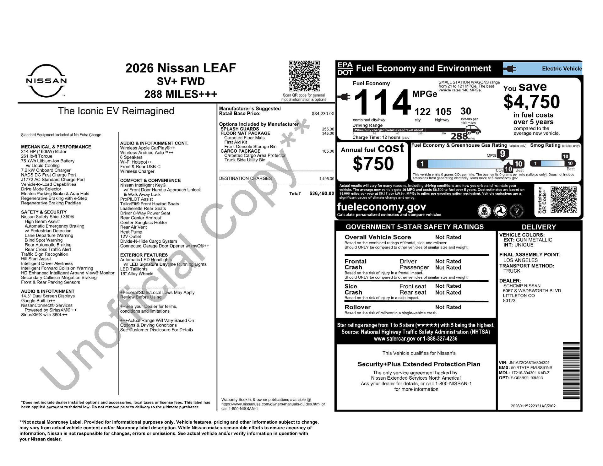 New 2026 Nissan Leaf SV+ w/ Floor Mat Package (SV+) FWD image 11