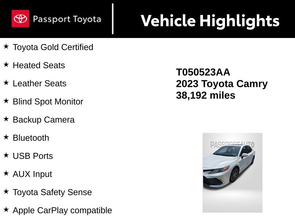 Certified 2023 Toyota Camry XLE w/ Navigation Package FWD image 10