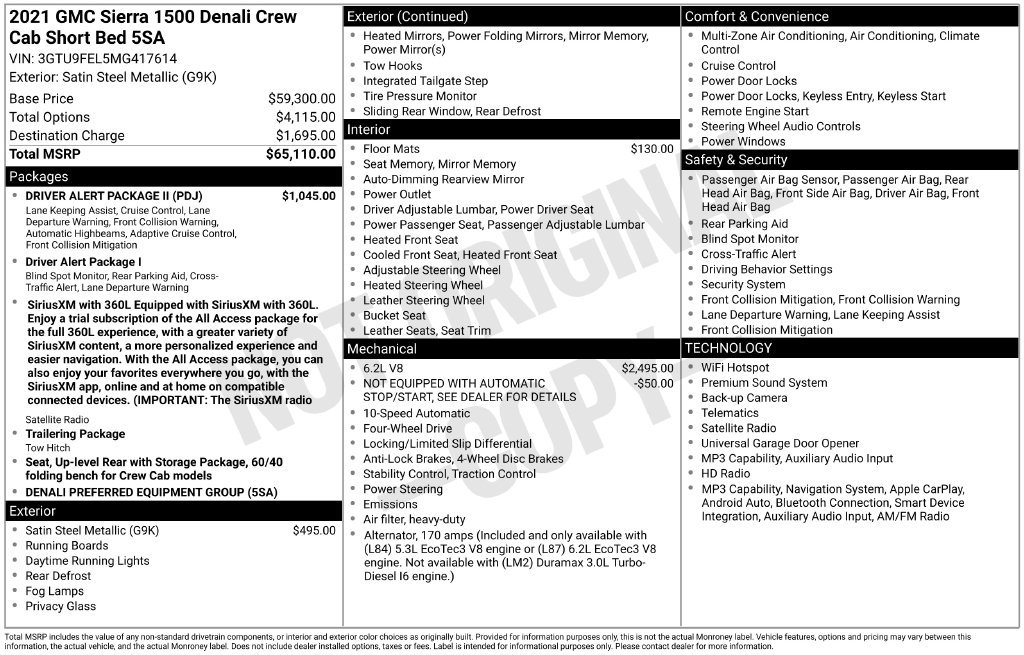 Used 2021 GMC Sierra 1500 Denali w/ Driver Alert Package II AWD/4WD image 60