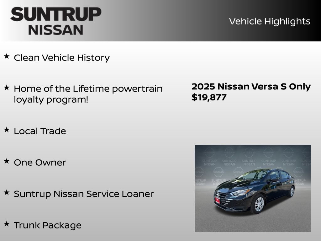 Certified 2025 Nissan Versa S w/ Trunk Package FWD image 8