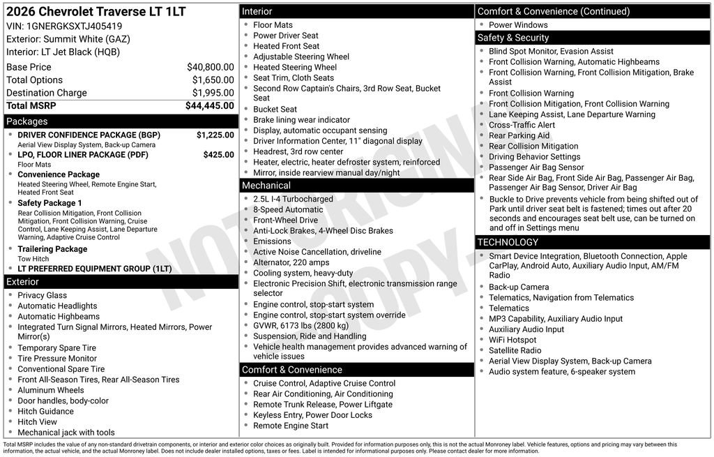 New 2026 Chevrolet Traverse LT w/ Driver Confidence Package FWD image 27