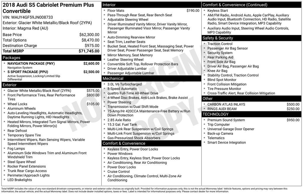 Used 2018 Audi S5 Premium Plus w/ Navigation Package image 2