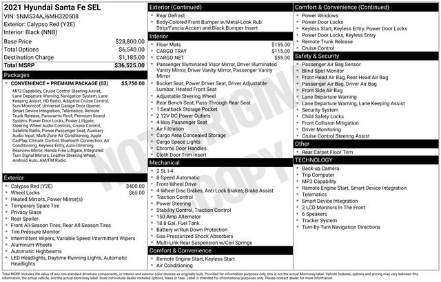 Used 2021 Hyundai Santa Fe SEL w/ Convenience + Premium Package FWD image 4