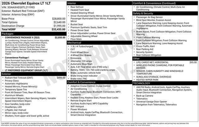 New 2026 Chevrolet Equinox LT w/ Convenience Package II FWD image 8