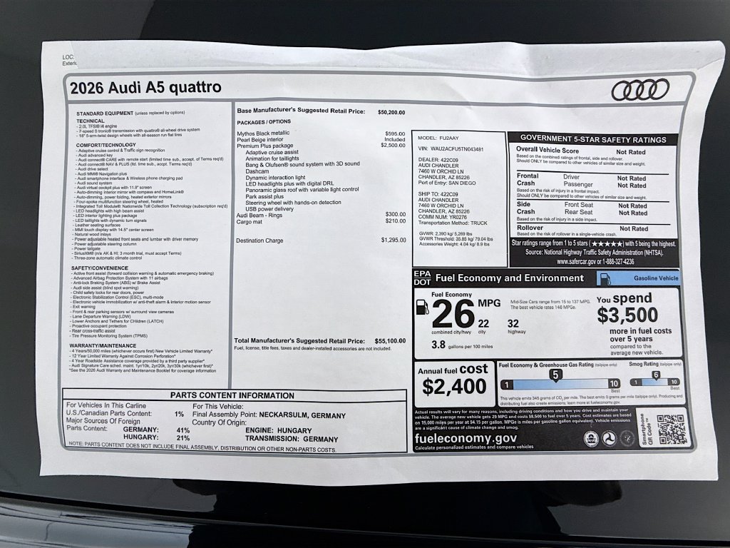 Used 2026 Audi A5 Premium Plus AWD/4WD image 9