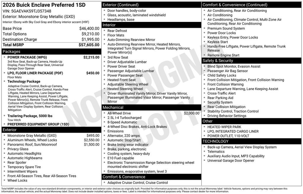 New 2026 Buick Enclave Preferred w/ Power Package AWD/4WD image 24