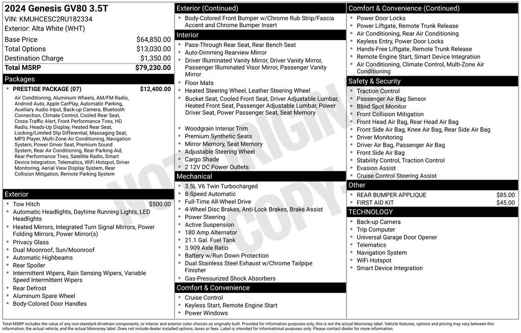 Used 2024 Genesis GV80 3.5T w/ Prestige Package image 7