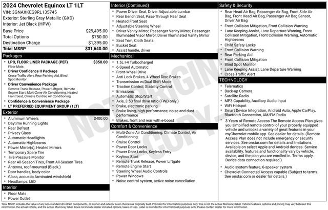 Certified 2024 Chevrolet Equinox LT w/ LPO, Floor Liner Package FWD image 35