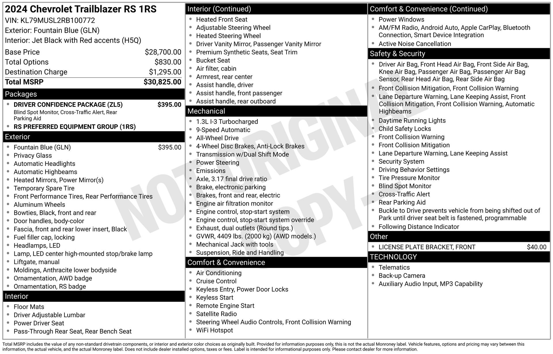 Used 2024 Chevrolet TrailBlazer RS w/ Driver Confidence Package AWD/4WD image 3
