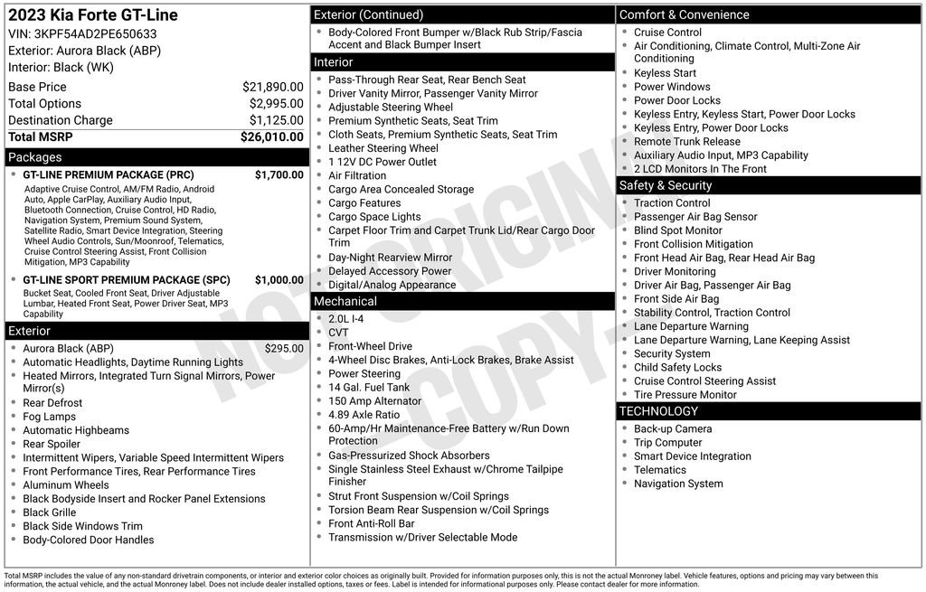 Used 2023 Kia Forte GT-Line w/ GT-Line Premium Package FWD image 7
