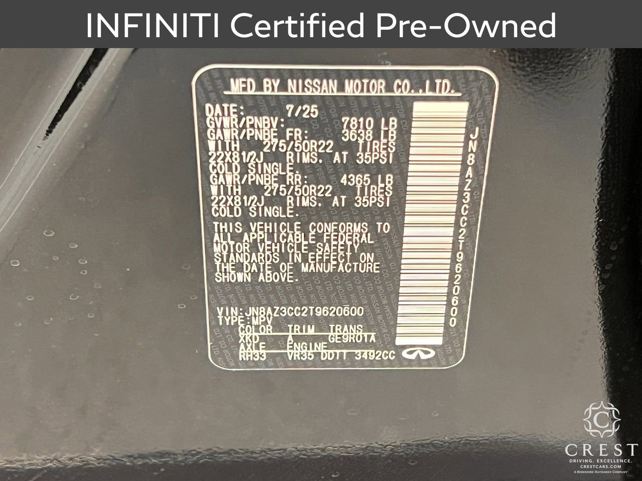 Certified 2026 INFINITI QX80 Autograph w/ Premium Cargo Package image 34