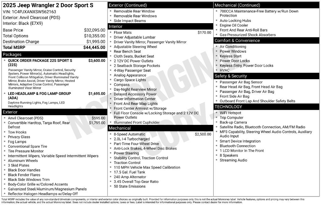 Certified 2025 Jeep Wrangler Sport AWD/4WD image 9