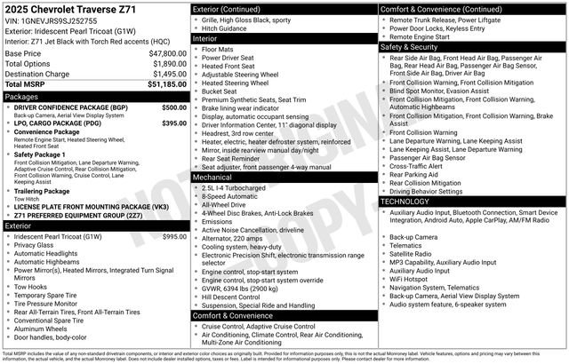 Certified 2025 Chevrolet Traverse Z71 w/ Driver Confidence Package AWD/4WD image 12