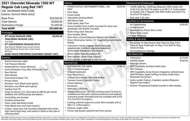Used 2021 Chevrolet Silverado 1500 W/T w/ WT Value Package RWD image 30