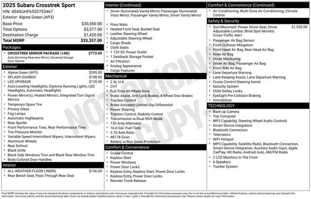 Certified 2025 Subaru Crosstrek 2.5i Sport w/ Crosstrek Mirror Package AWD/4WD image 27
