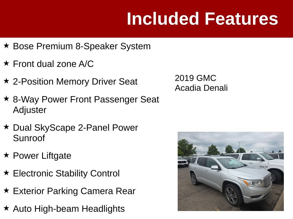 Used 2019 GMC Acadia Denali w/ Technology Package AWD/4WD image 4
