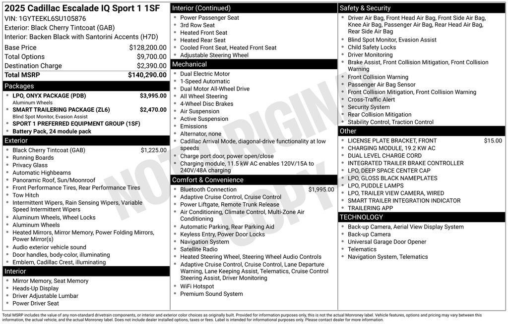 New 2025 Cadillac Escalade IQ Sport 1 w/ LPO, ONYX Package AWD/4WD image 47