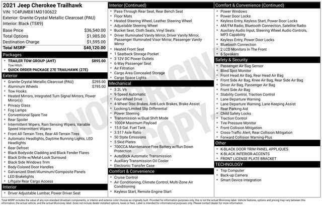 Used 2021 Jeep Cherokee Trailhawk w/ Trailer Tow Group image 39