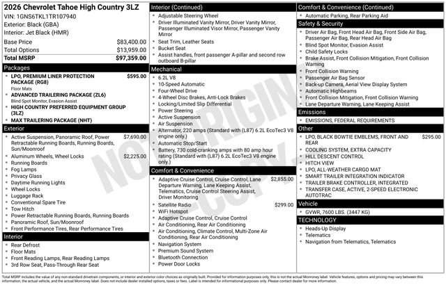 New 2026 Chevrolet Tahoe High Country image 1