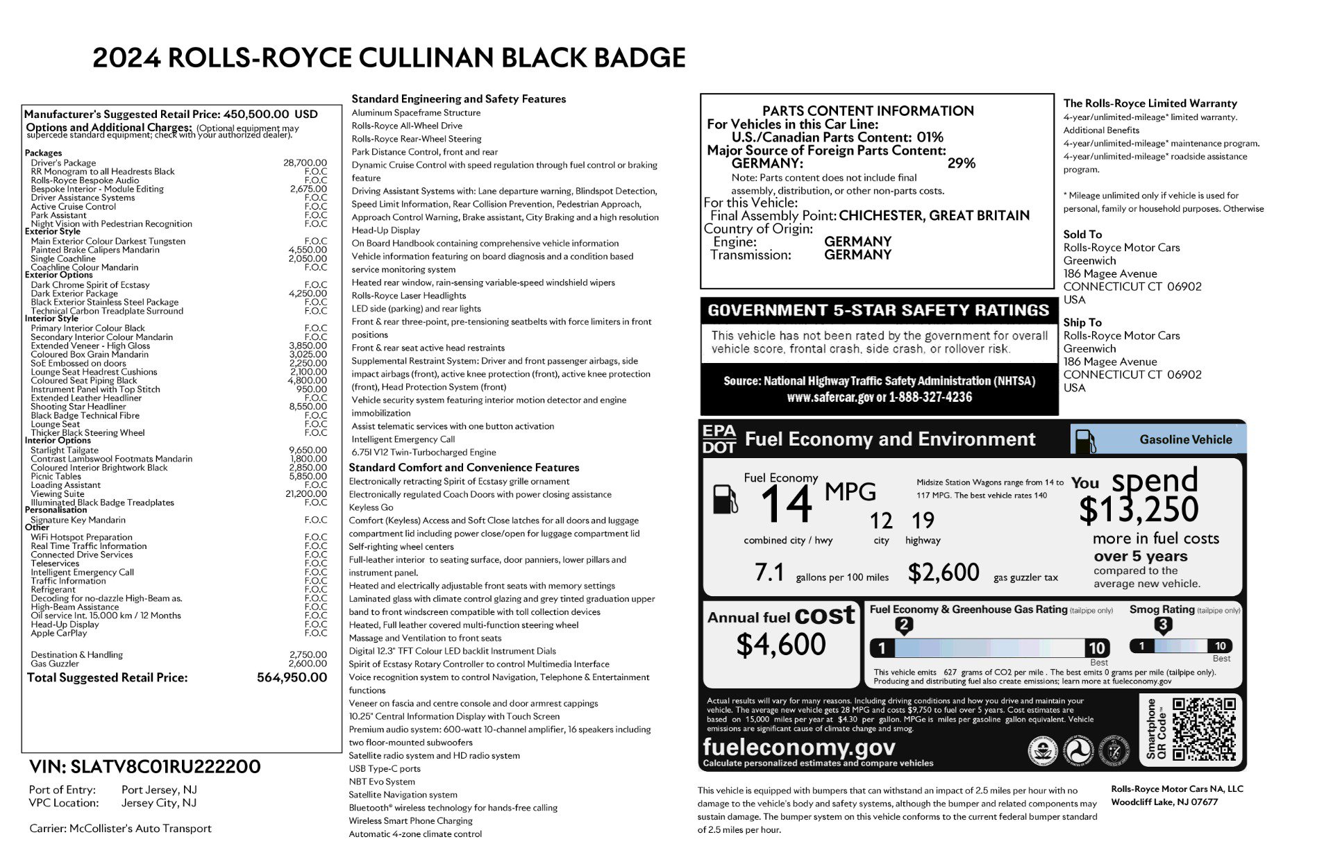 Certified 2024 Rolls-Royce Cullinan Black Badge w/ Driver's Package image 41
