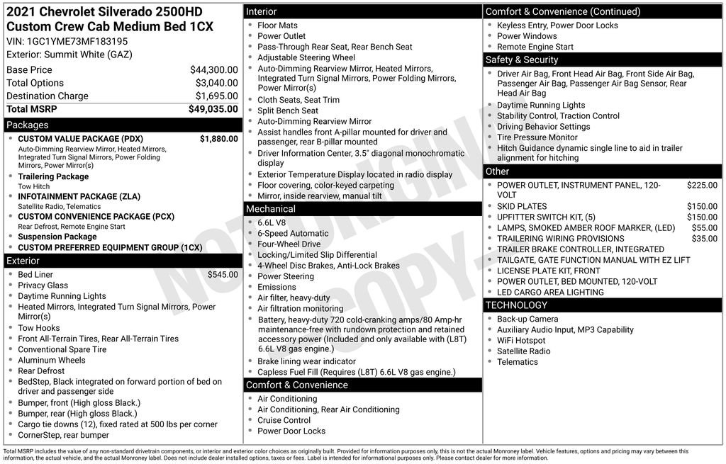 Used 2021 Chevrolet Silverado 2500 Custom w/ Custom Value Package AWD/4WD image 28