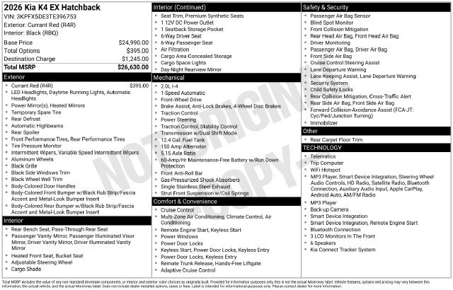 New 2026 Kia K4 EX FWD image 31