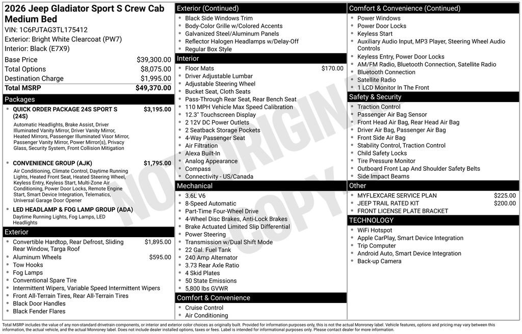 New 2026 Jeep Gladiator Sport AWD/4WD image 39