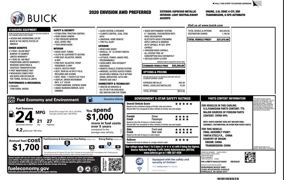 Used 2020 Buick Envision Preferred image 9