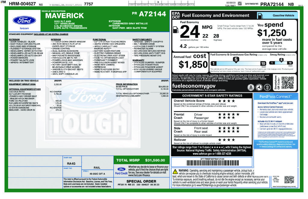 Certified 2023 Ford Maverick XLT w/ Equipment Group 300A Standard AWD/4WD image 23