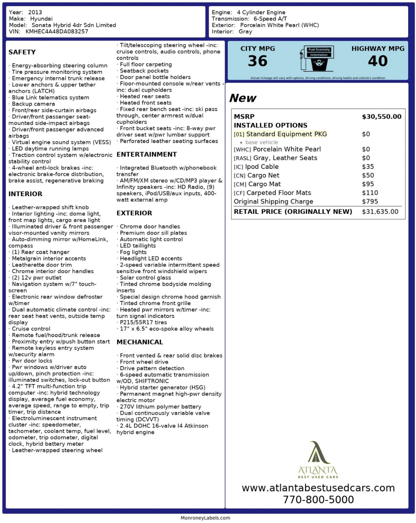 Used 2013 Hyundai Sonata Limited image 49